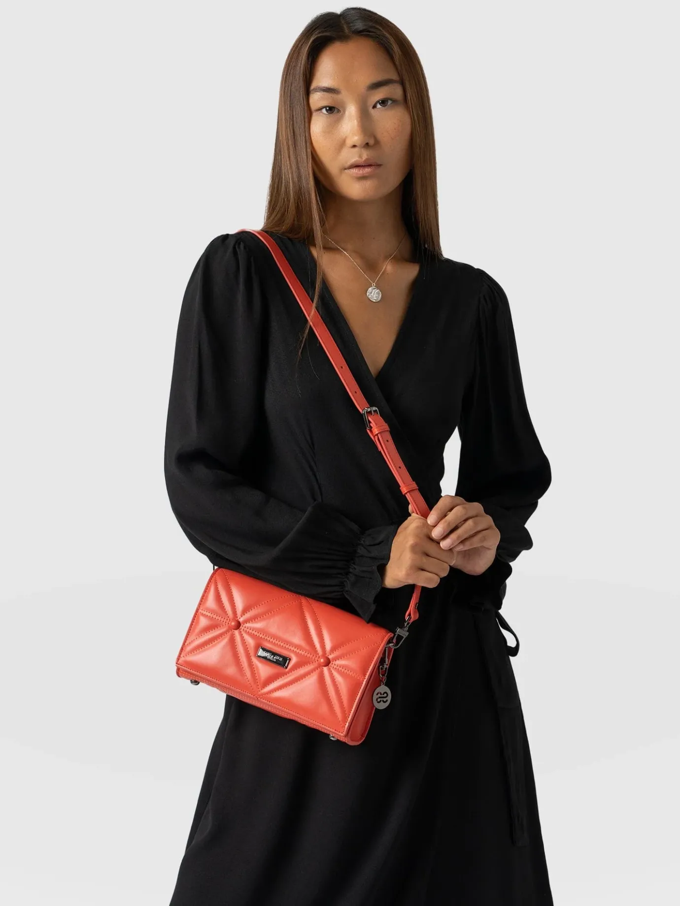Accessories|Leather Bags|Saint and Sofia Quilted Keira Cross Body Bag - Coral