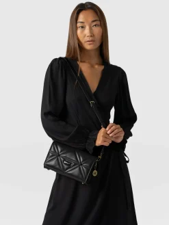 Accessories|Cross Body Bags|Saint and Sofia Quilted Keira Cross Body Bag - Black
