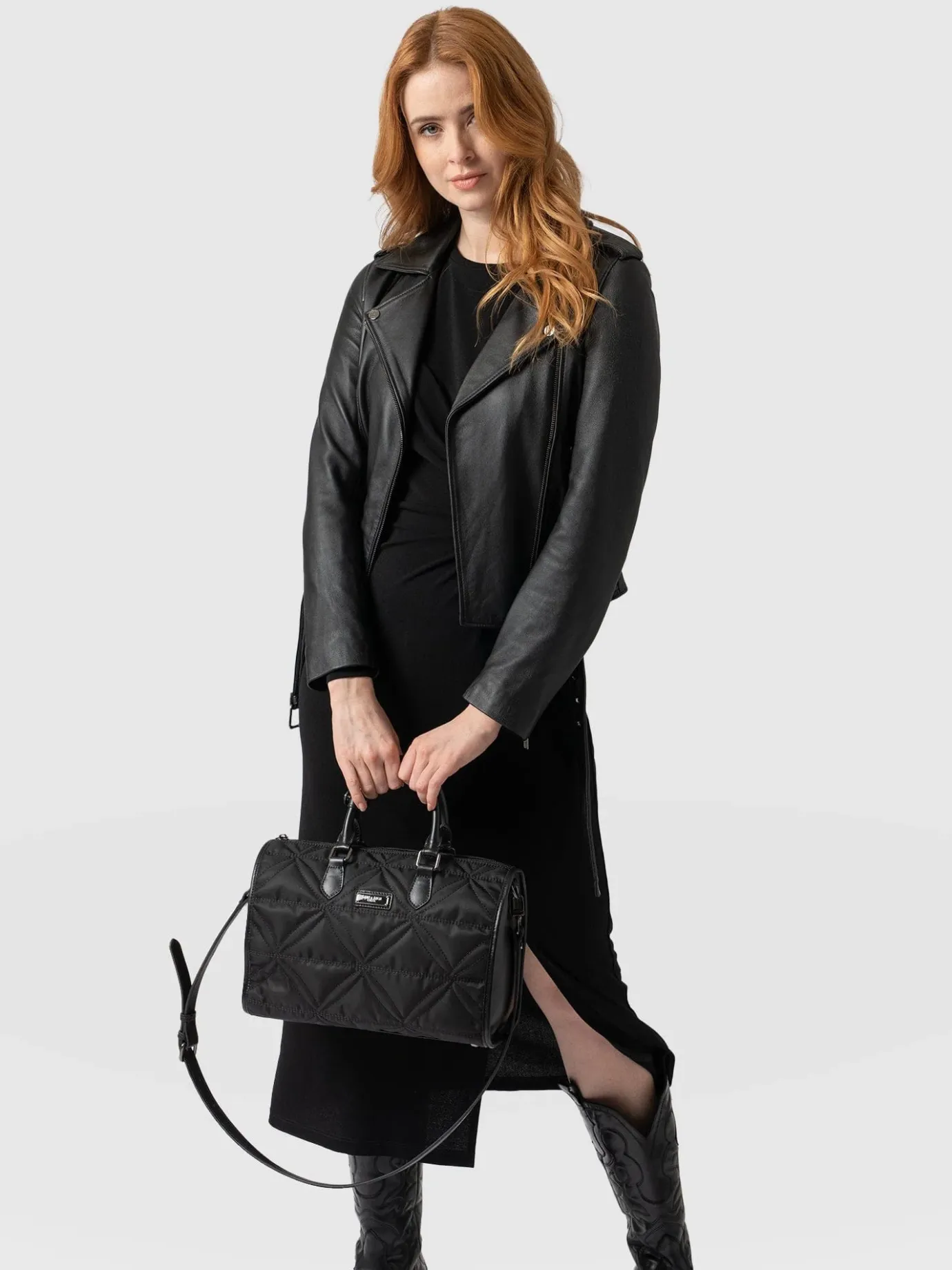 Accessories|Shoulder Bags|Saint and Sofia Quilted Maeve Duffle Bag - Black