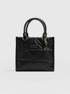 Shoulder Bags|Cross Body Bags|Saint and Sofia Quilted Mia Mini Tote Bag - Black