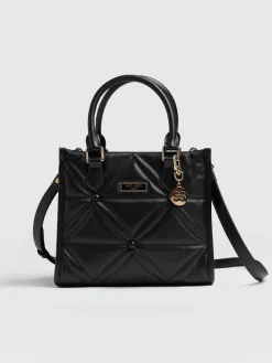 Shoulder Bags|Cross Body Bags|Saint and Sofia Quilted Mia Mini Tote Bag - Black