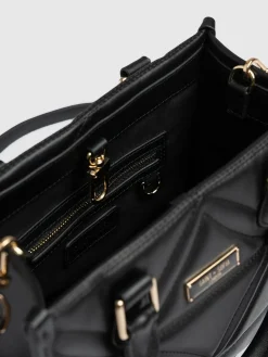 Shoulder Bags|Cross Body Bags|Saint and Sofia Quilted Mia Mini Tote Bag - Black