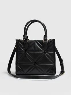 Shoulder Bags|Cross Body Bags|Saint and Sofia Quilted Mia Mini Tote Bag - Black