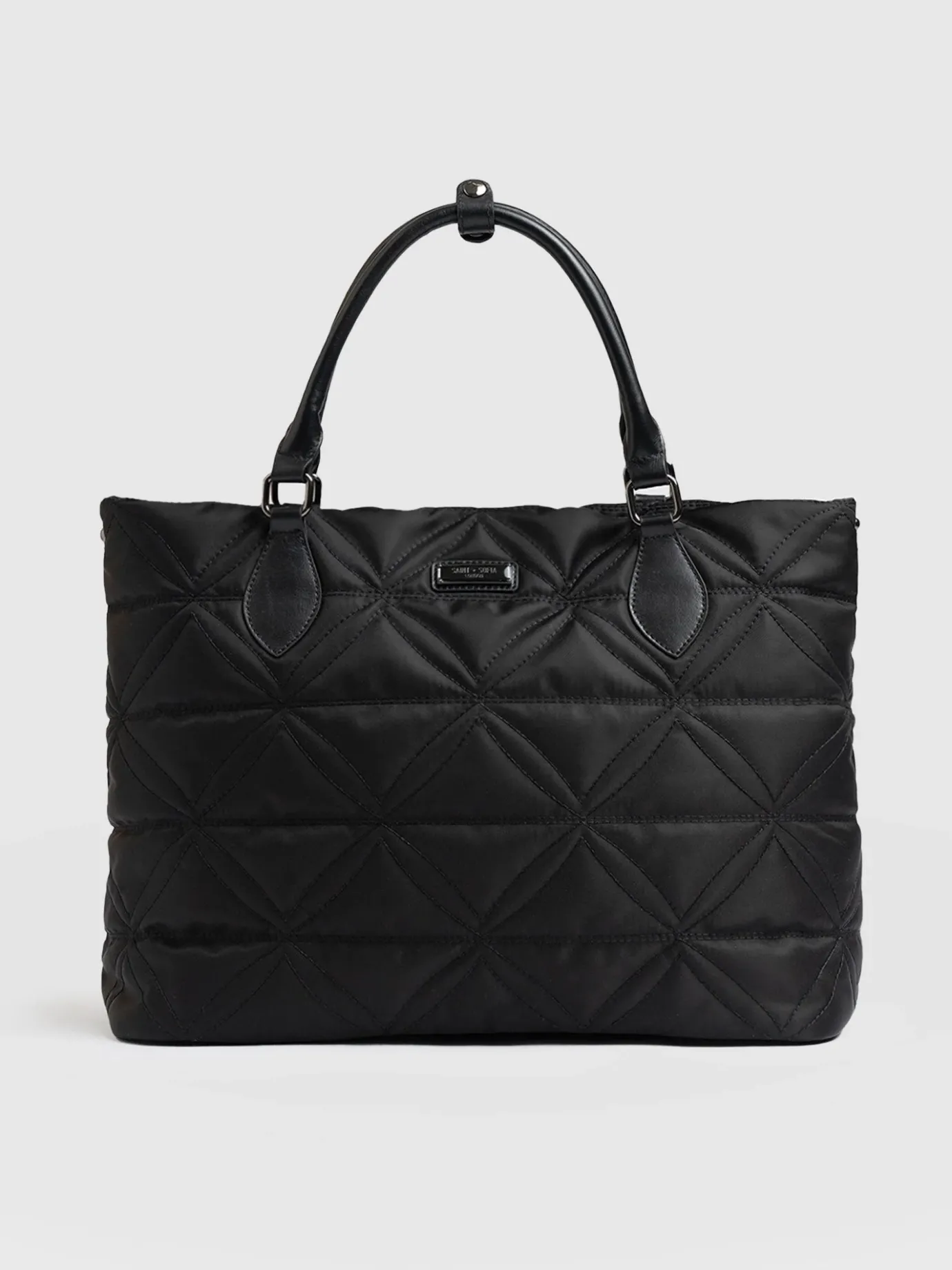 Tote Bags|Nylon Bags|Saint and Sofia Quilted Selene Shopper Bag - Black