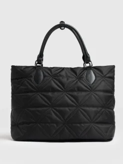 Tote Bags|Nylon Bags|Saint and Sofia Quilted Selene Shopper Bag - Black