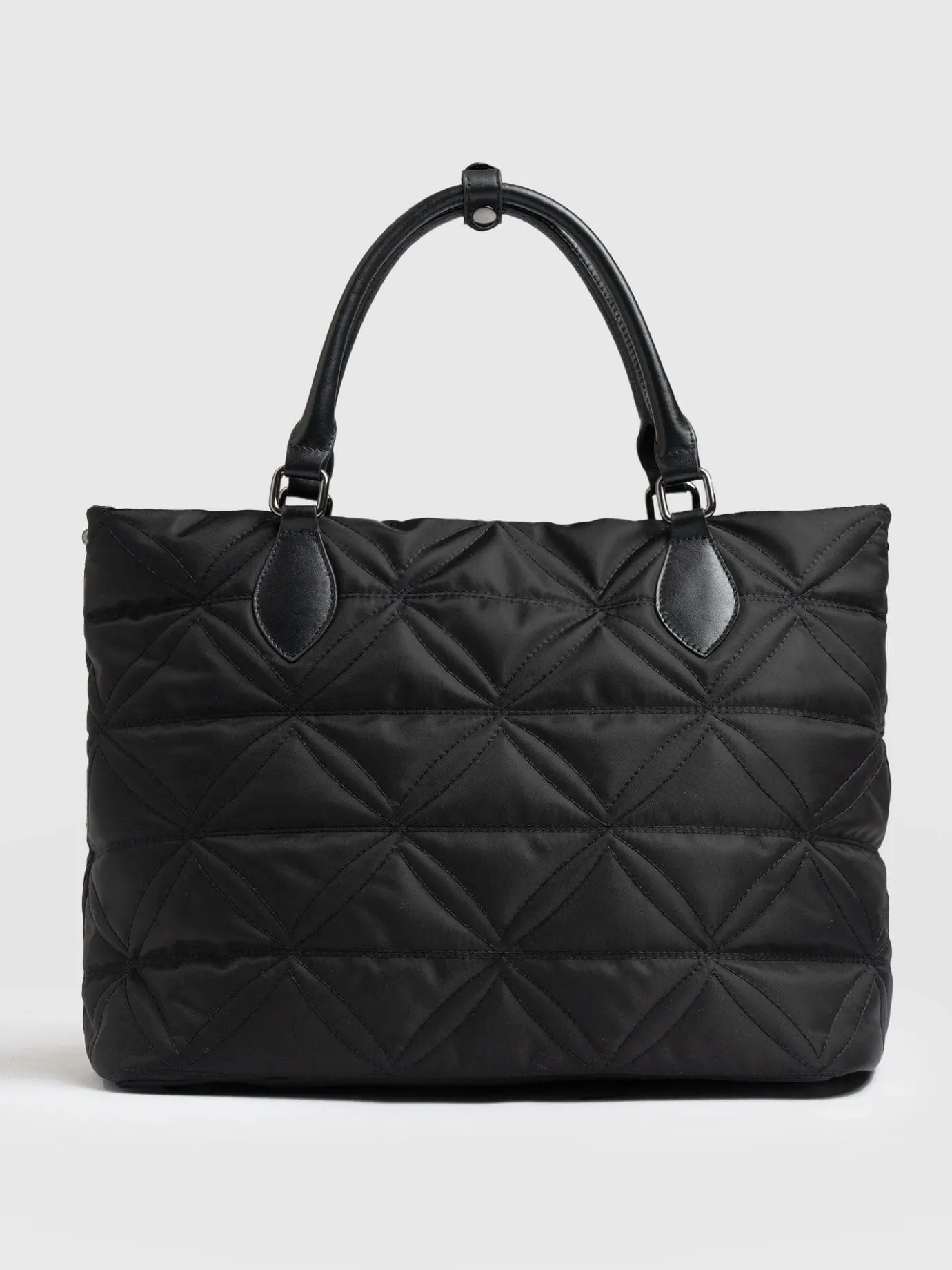 Tote Bags|Nylon Bags|Saint and Sofia Quilted Selene Shopper Bag - Black