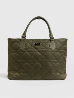Shoulder Bags|Tote Bags|Saint and Sofia Quilted Selene Shopper Bag - Khaki