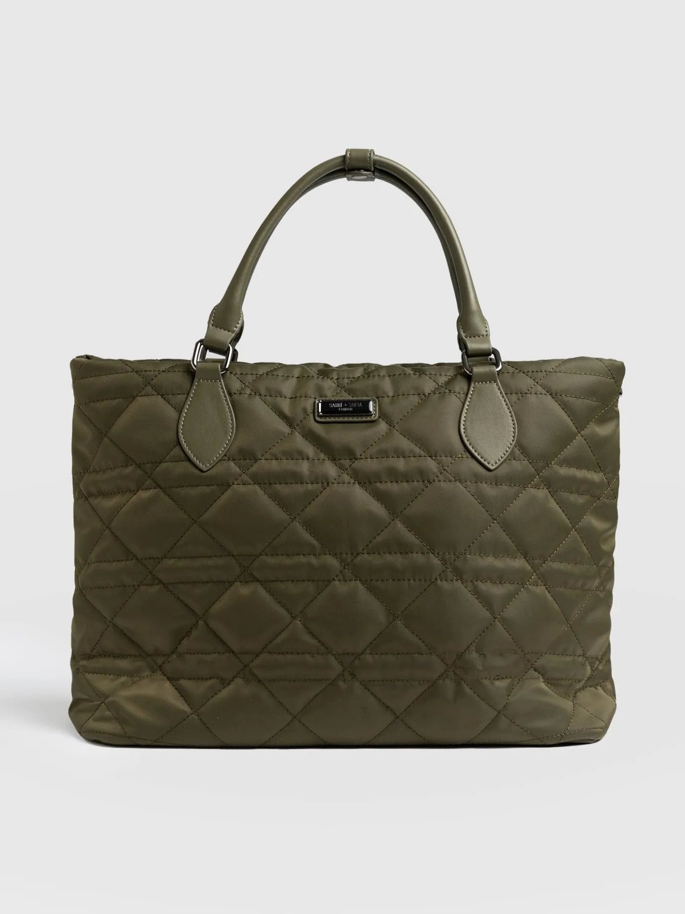 Shoulder Bags|Tote Bags|Saint and Sofia Quilted Selene Shopper Bag - Khaki