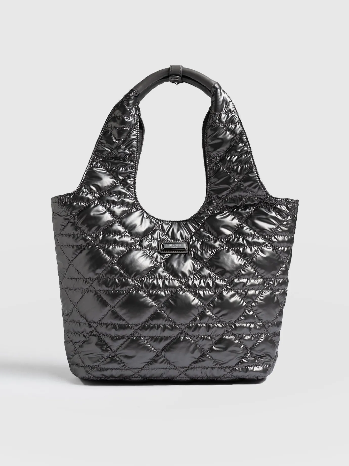 Shoulder Bags|Tote Bags|Saint and Sofia Quilted Stella Shoulder Tote Bag - Gunmetal