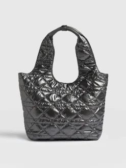 Shoulder Bags|Tote Bags|Saint and Sofia Quilted Stella Shoulder Tote Bag - Gunmetal