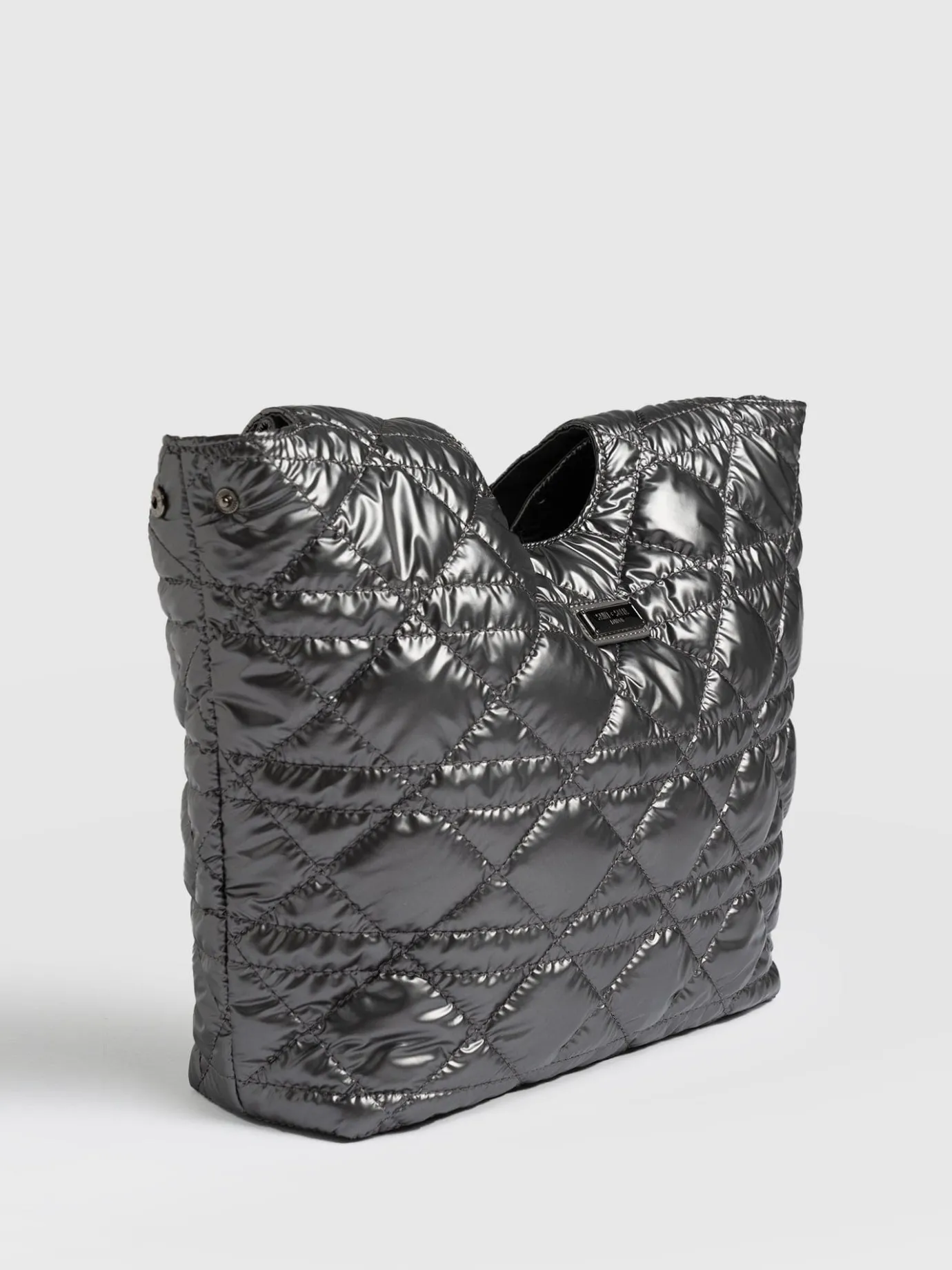 Shoulder Bags|Tote Bags|Saint and Sofia Quilted Stella Shoulder Tote Bag - Gunmetal