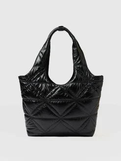 Shoulder Bags|Tote Bags|Saint and Sofia Quilted Stella Shoulder Tote Bag - Black