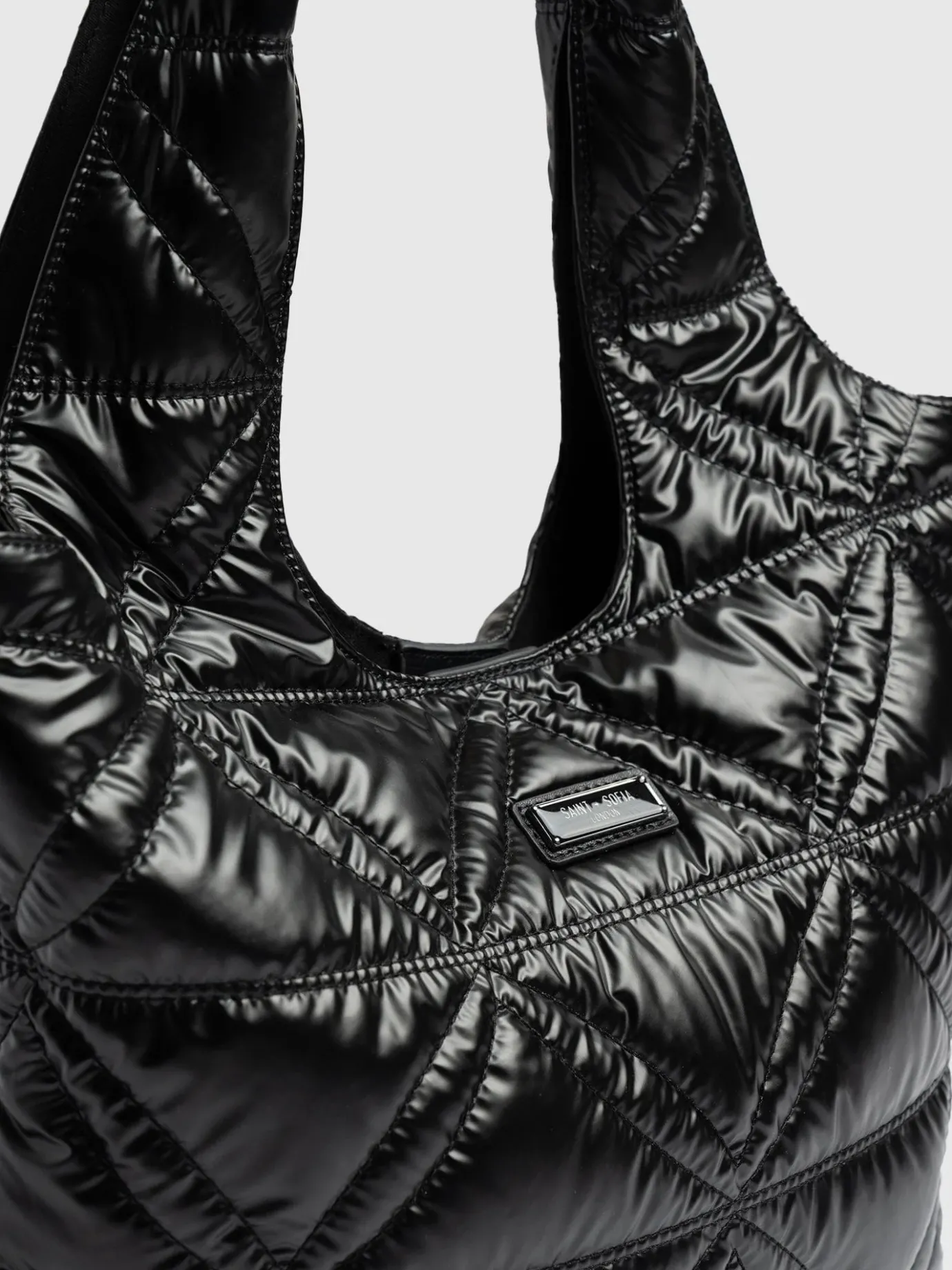 Shoulder Bags|Tote Bags|Saint and Sofia Quilted Stella Shoulder Tote Bag - Black