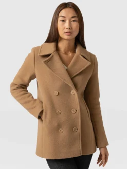 Coats & Jackets|Saint and Sofia Quinn Pea Coat - Camel