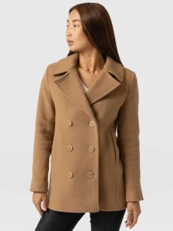 Coats & Jackets|Saint and Sofia Quinn Pea Coat - Camel