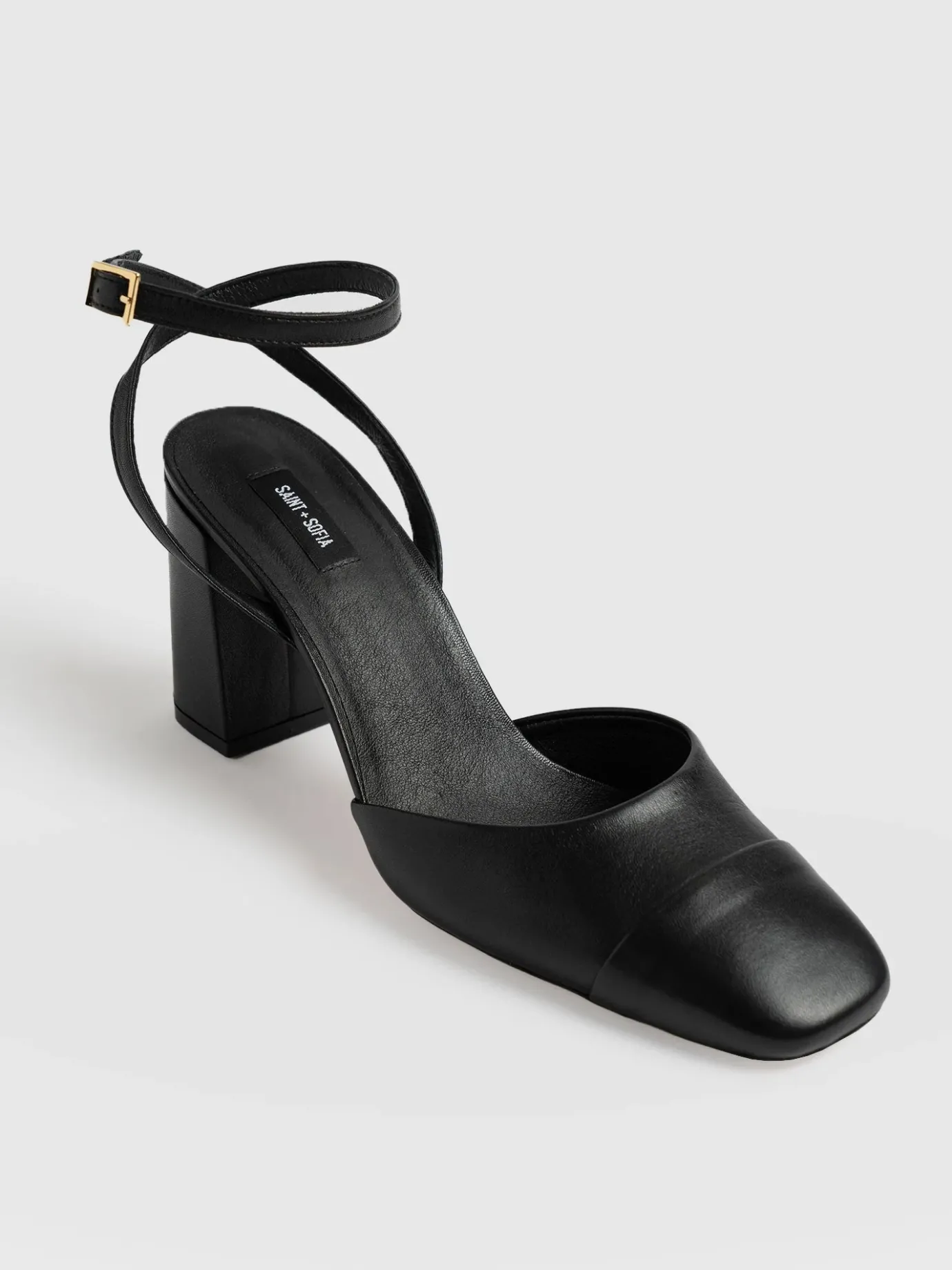 Shoes|Leather|Saint and Sofia Rayner Cap Toe Heel - Black