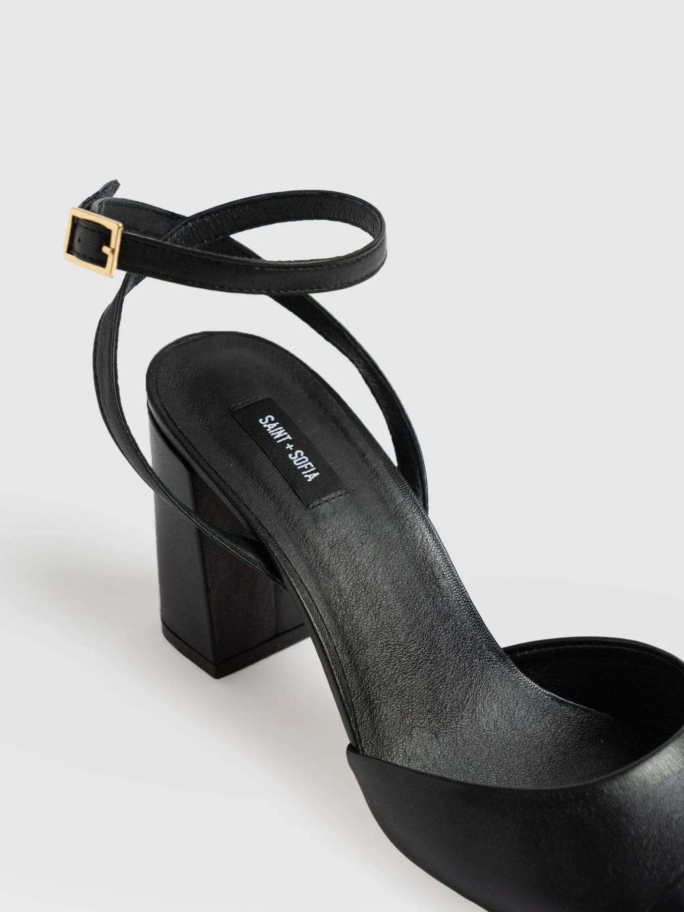 Shoes|Leather|Saint and Sofia Rayner Cap Toe Heel - Black