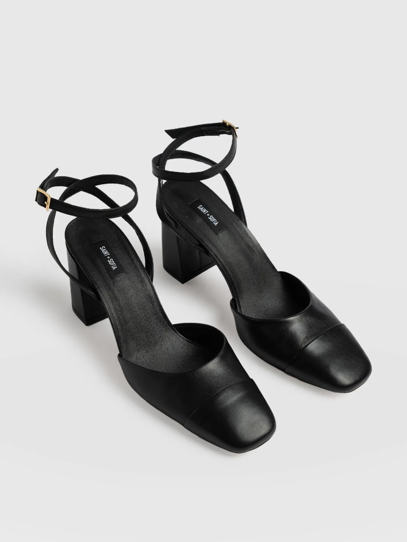 Shoes|Leather|Saint and Sofia Rayner Cap Toe Heel - Black