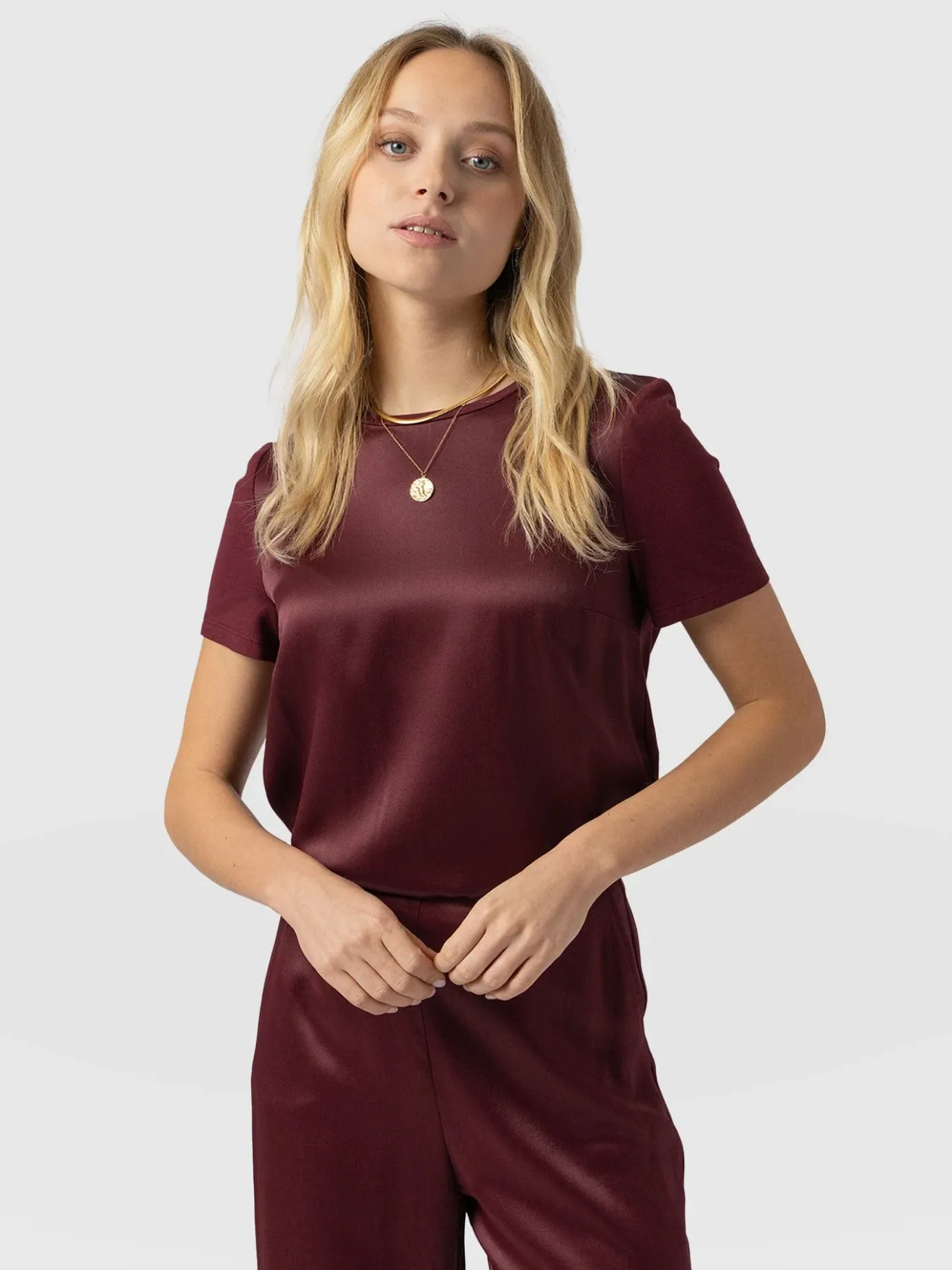 T-shirts & Tanks|Saint and Sofia Rayner Contrast Tee - Maroon