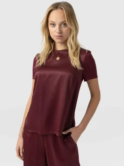 T-shirts & Tanks|Saint and Sofia Rayner Contrast Tee - Maroon