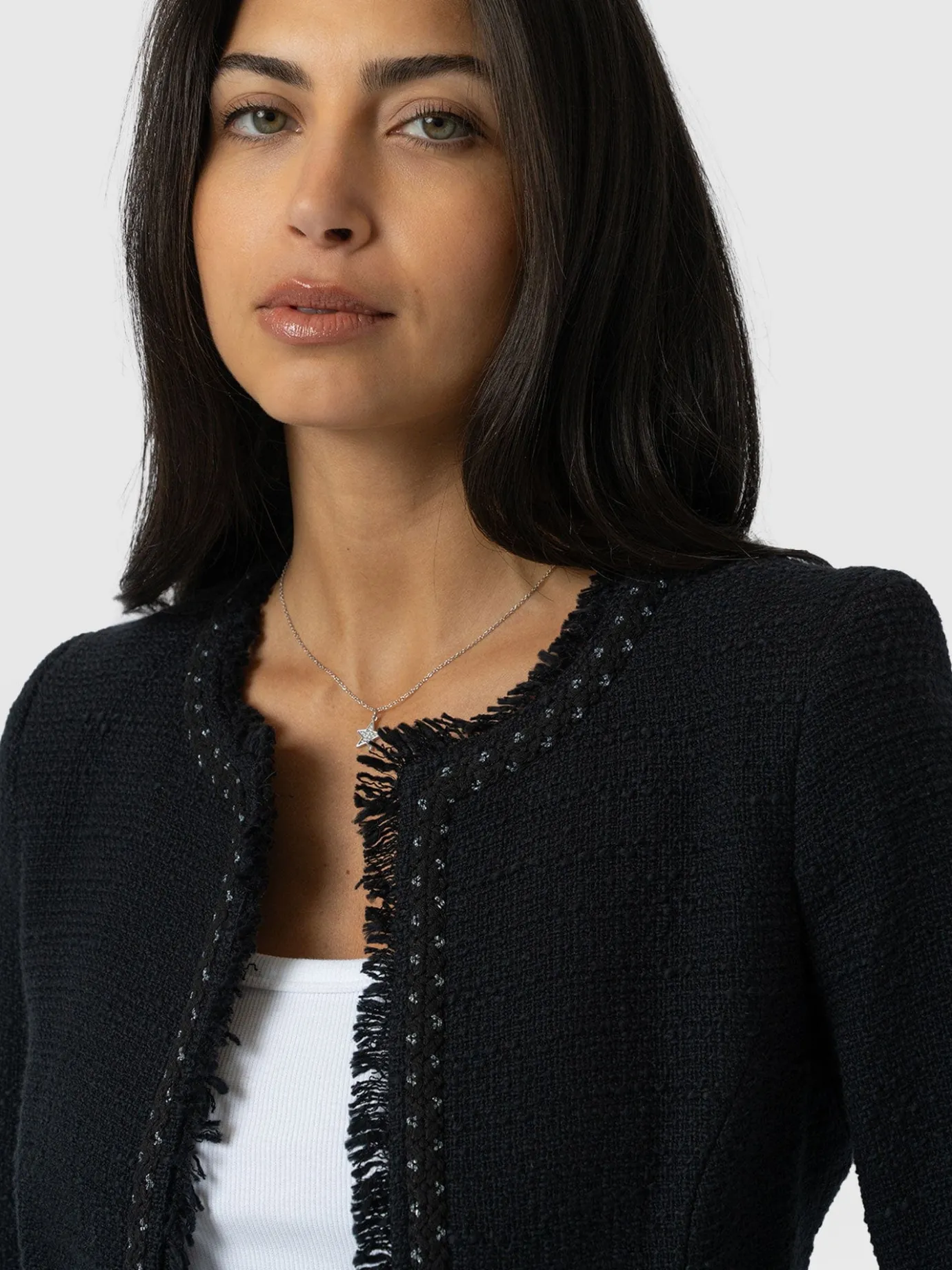 Coats & Jackets|Blazers|Saint and Sofia Rayner Jacket - Black Bouclé