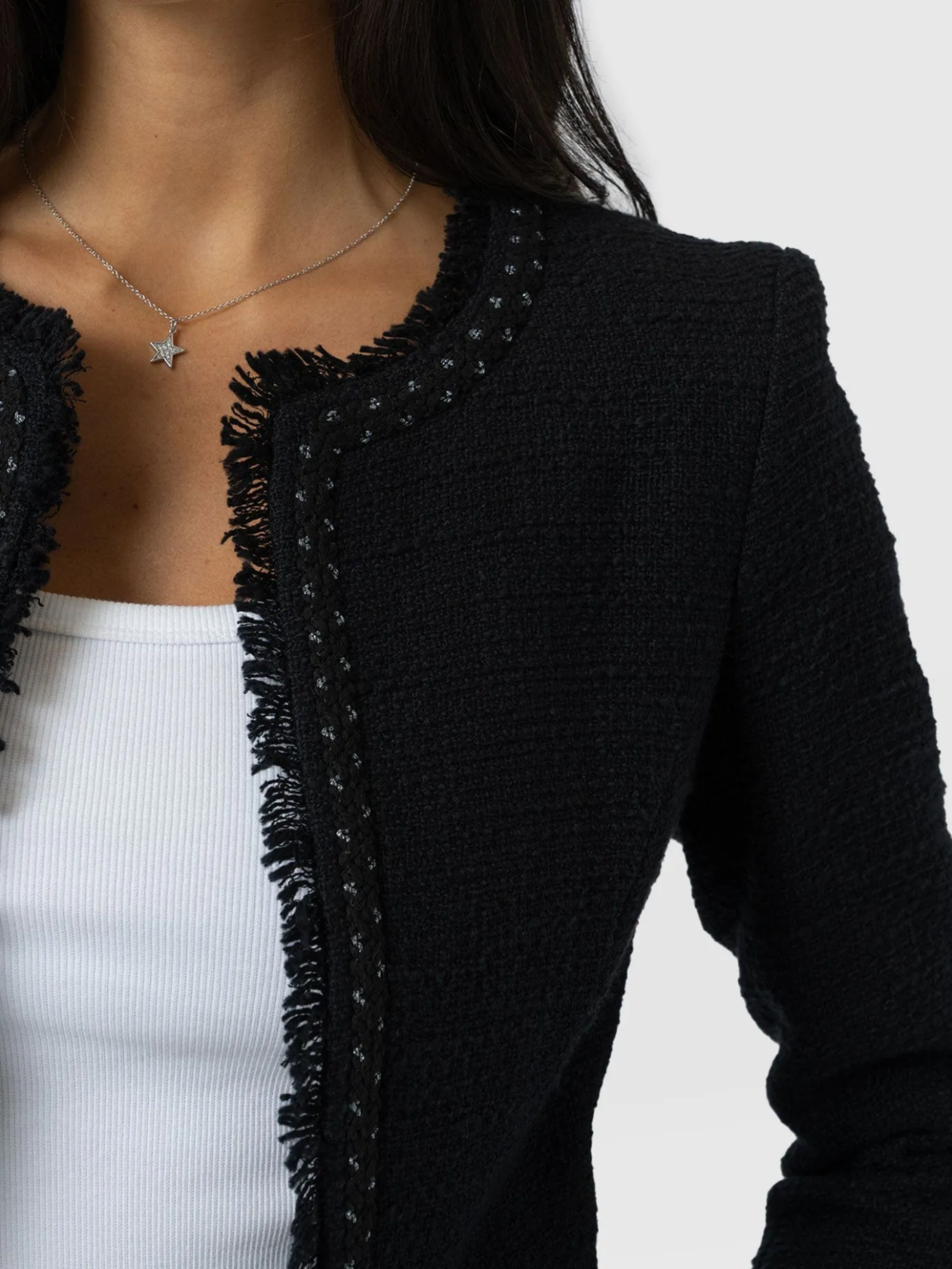 Coats & Jackets|Blazers|Saint and Sofia Rayner Jacket - Black Bouclé