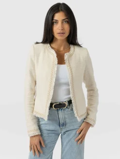 Blazers|Saint and Sofia Rayner Jacket - Cream Bouclé