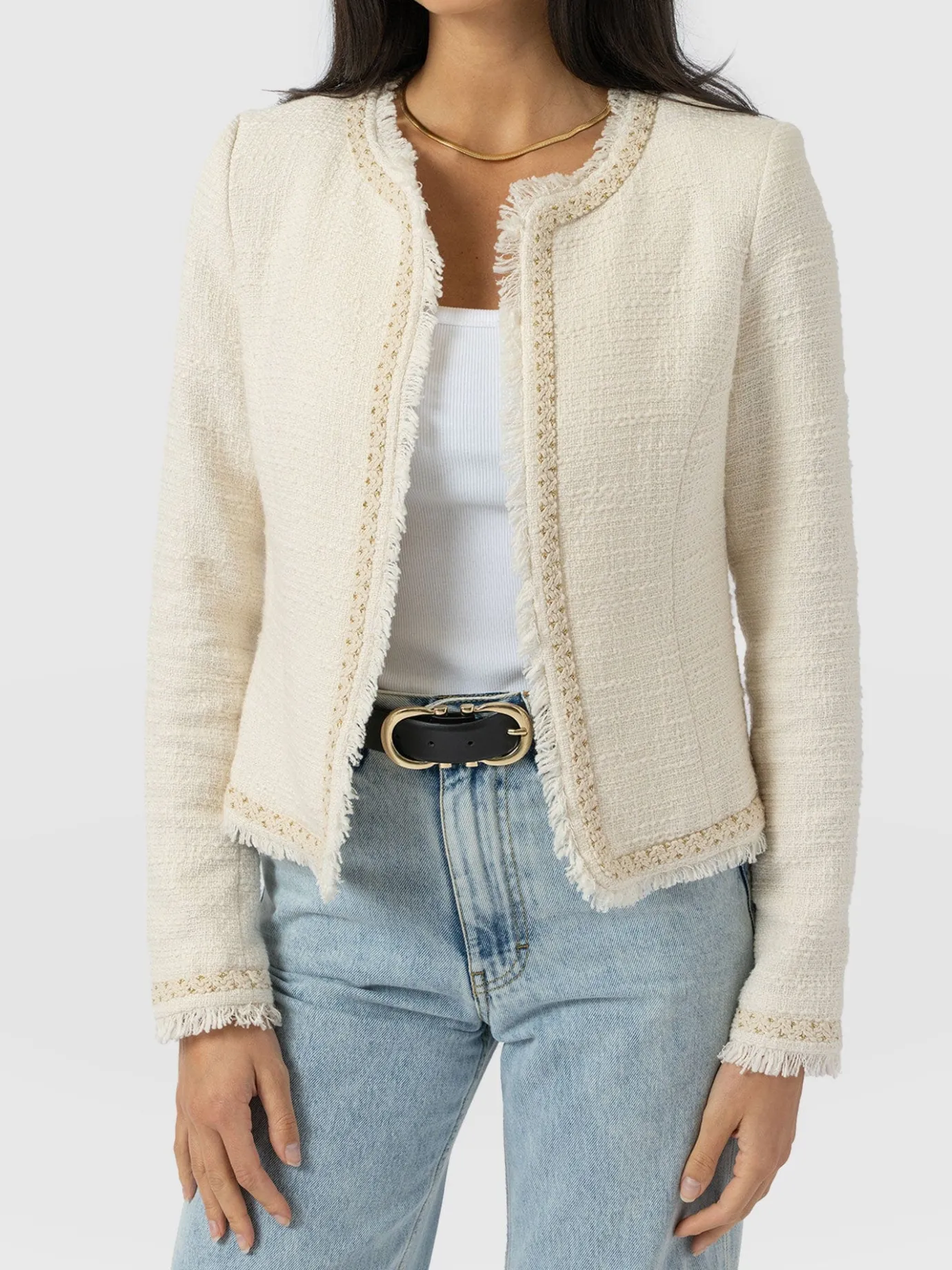 Blazers|Saint and Sofia Rayner Jacket - Cream Bouclé