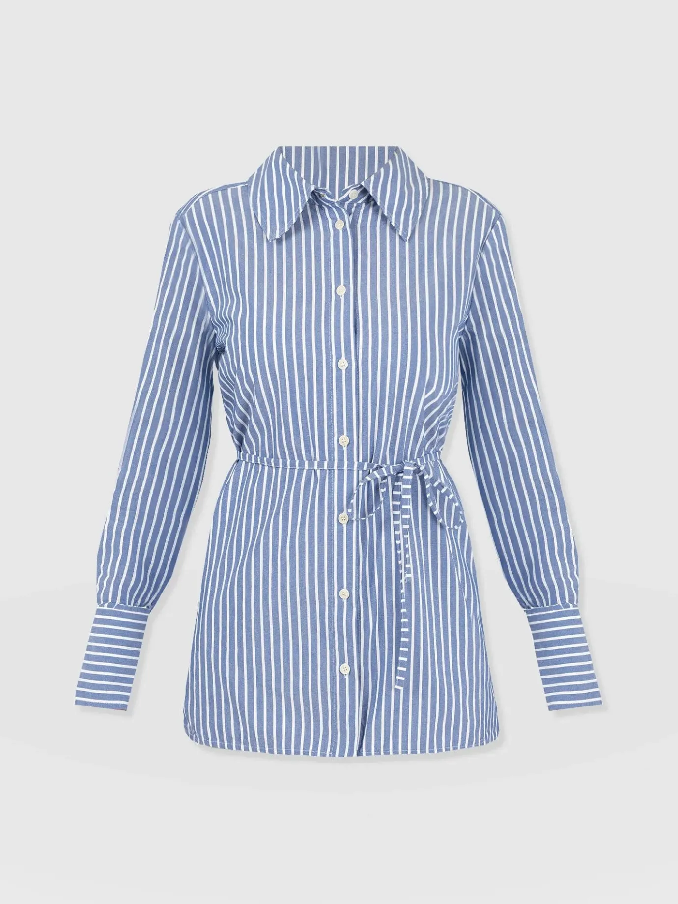 Blouses & Shirts|Saint and Sofia Reagan Tie Shirt - Blue Stripe