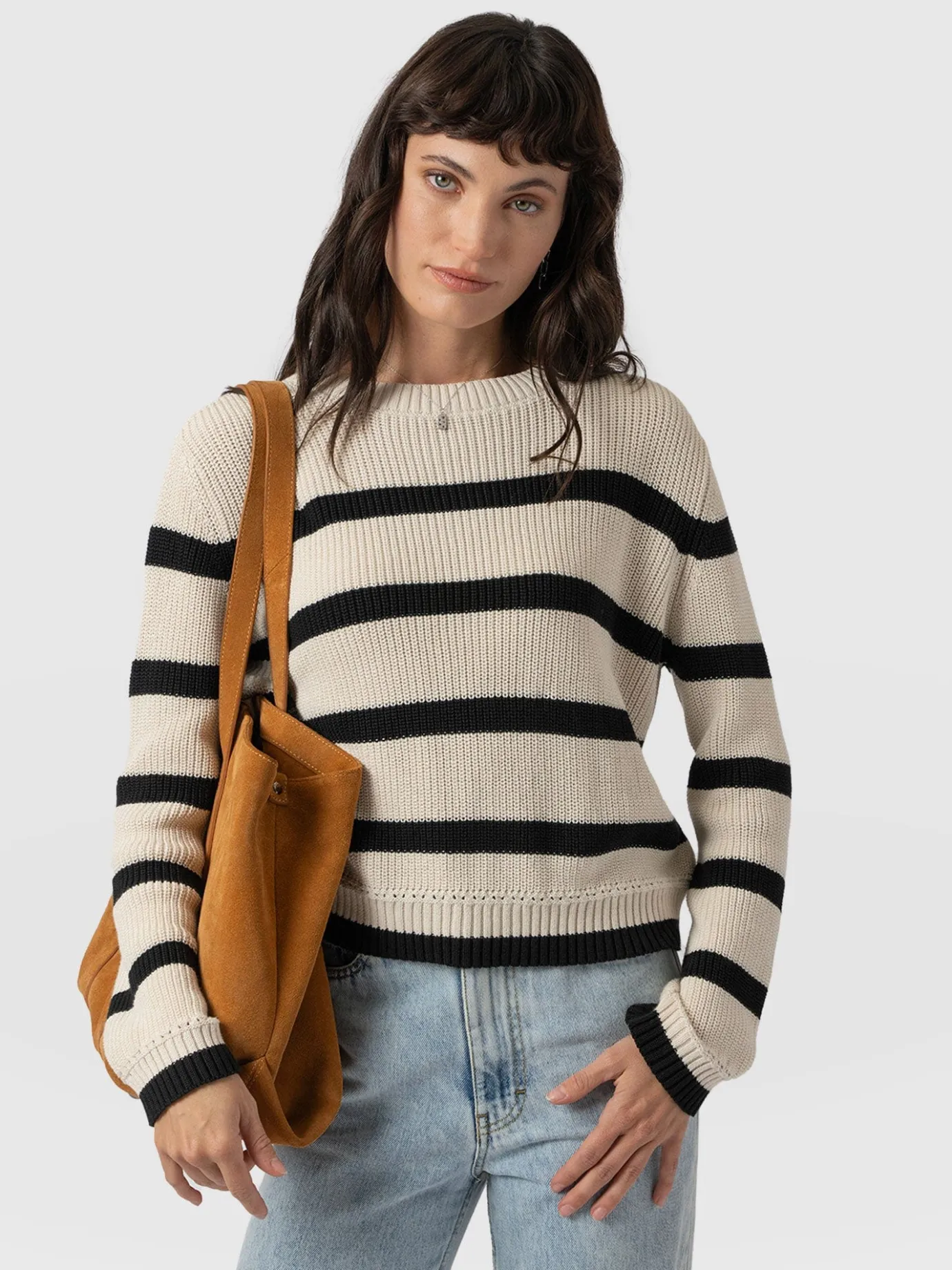 Knitwear|Sweaters|Saint and Sofia Remy Crop Jumper - Stripe