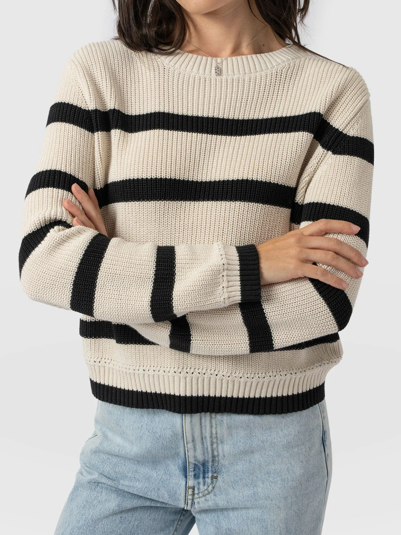 Knitwear|Sweaters|Saint and Sofia Remy Crop Jumper - Stripe