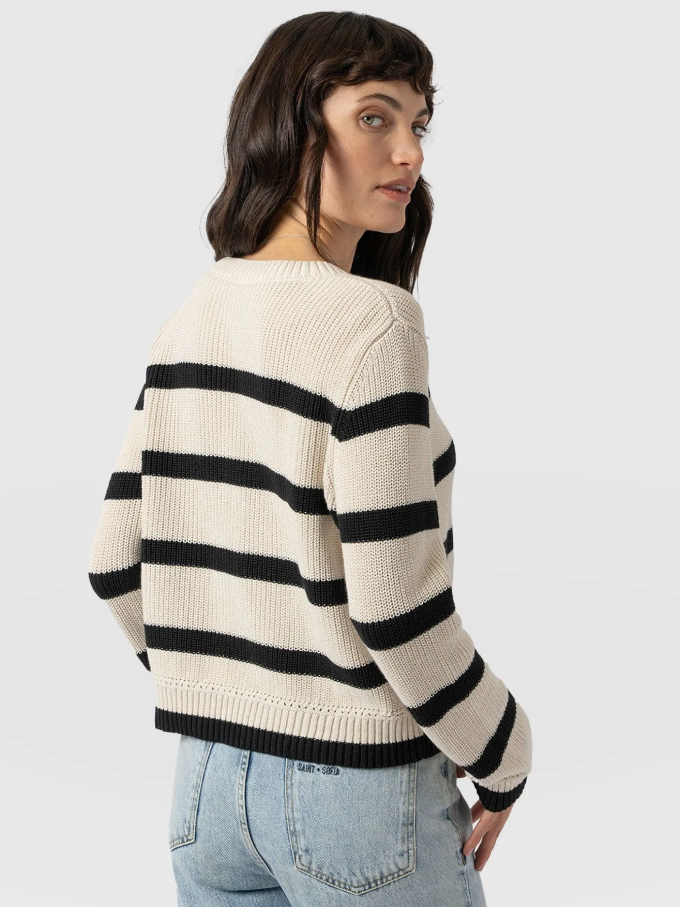 Knitwear|Sweaters|Saint and Sofia Remy Crop Jumper - Stripe