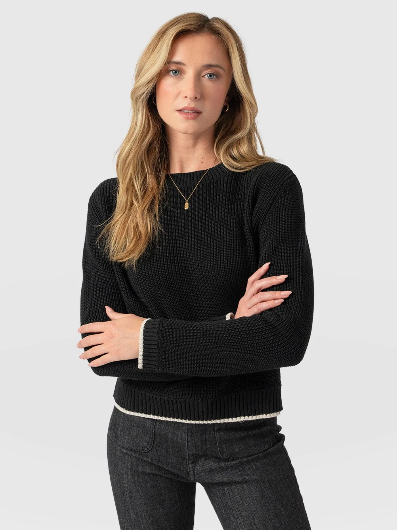 Knitwear|Sweaters|Saint and Sofia Remy Crop Sweater - Black