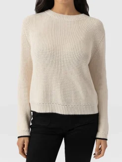 Knitwear|Sweaters|Saint and Sofia Remy Crop Sweater - Cream
