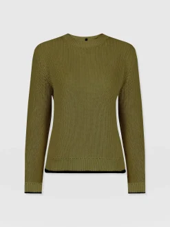 Knitwear|Sweaters|Saint and Sofia Remy Crop Sweater - Khaki