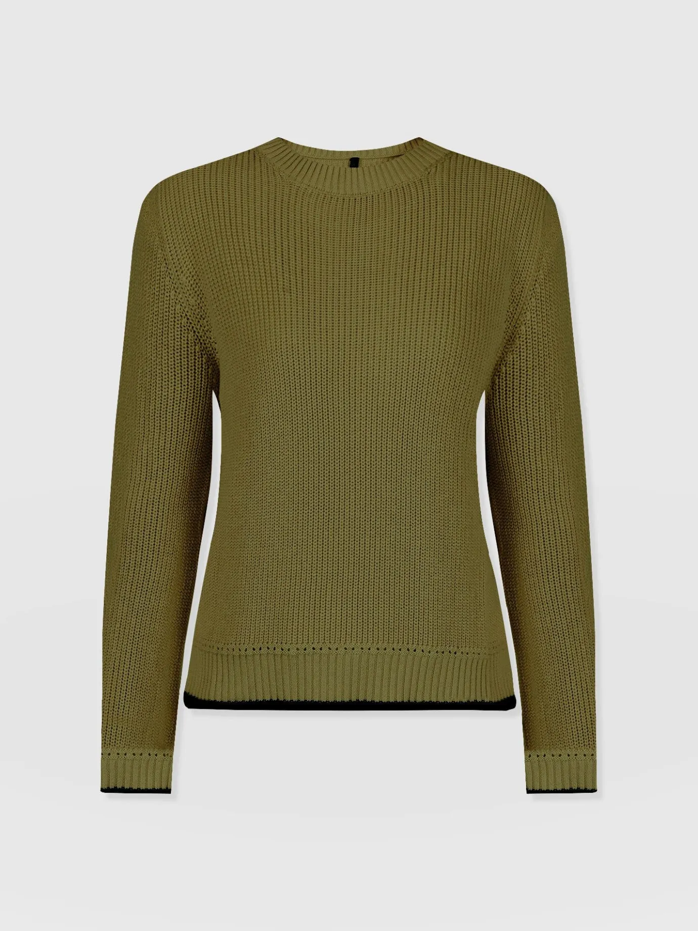 Knitwear|Sweaters|Saint and Sofia Remy Crop Sweater - Khaki