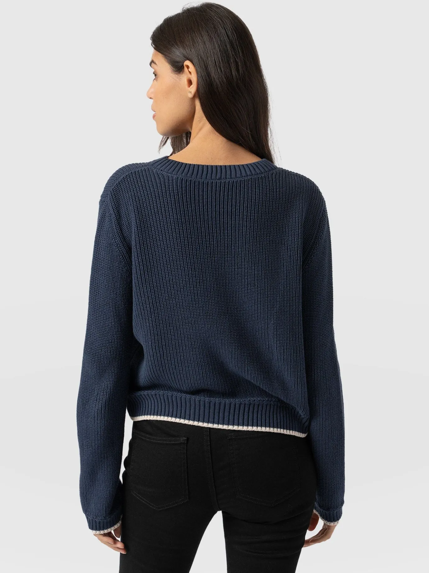 Knitwear|Sweaters|Saint and Sofia Remy Crop Sweater - Navy