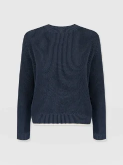 Knitwear|Sweaters|Saint and Sofia Remy Crop Sweater - Navy