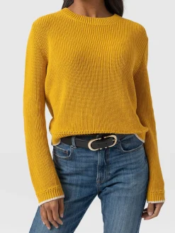 Knitwear|Sweaters|Saint and Sofia Remy Crop Sweater - Yellow