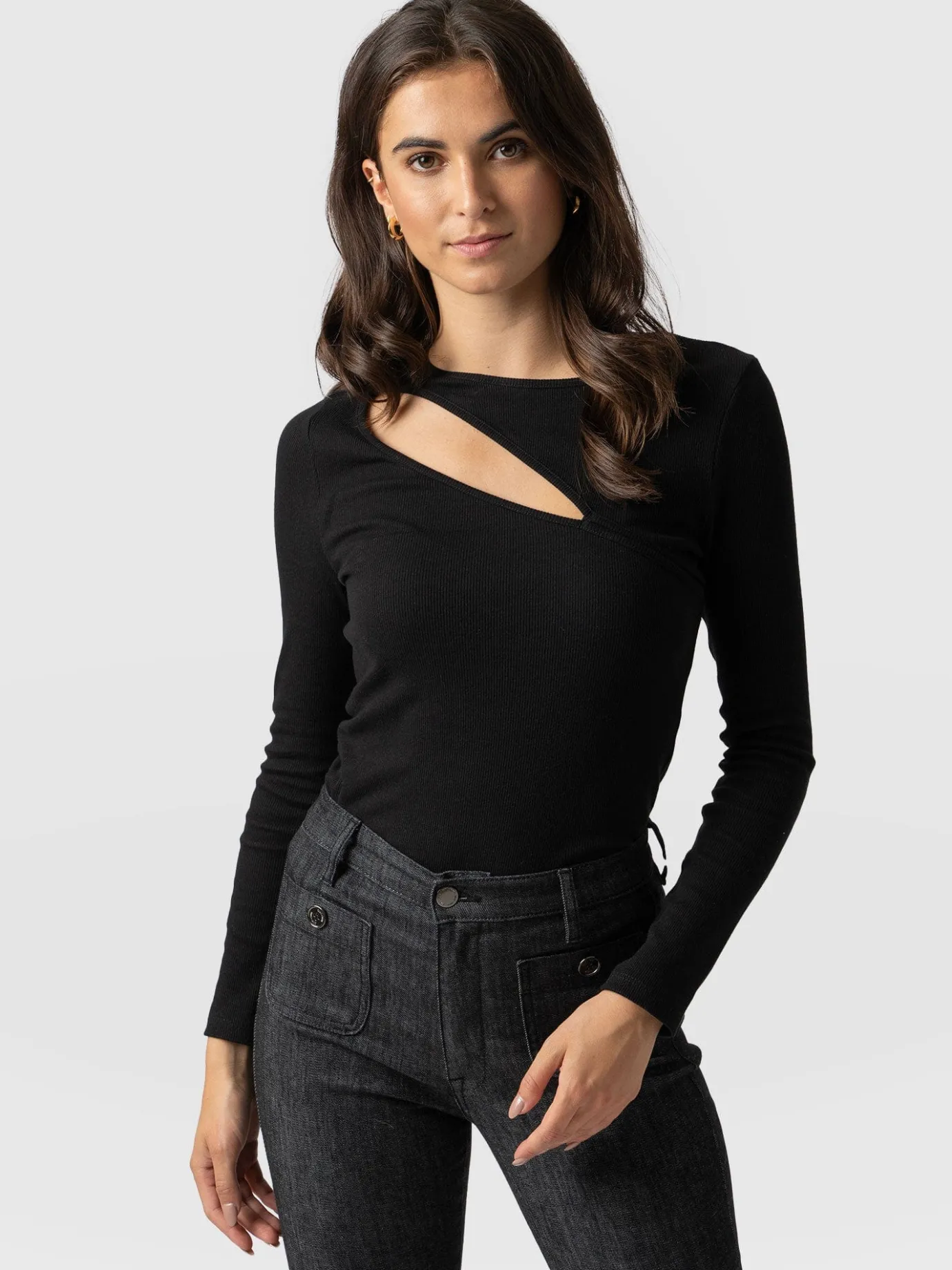 T-shirts & Tanks|Saint and Sofia Reveal Tee Long Sleeve - Black