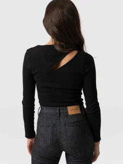 T-shirts & Tanks|Saint and Sofia Reveal Tee Long Sleeve - Black
