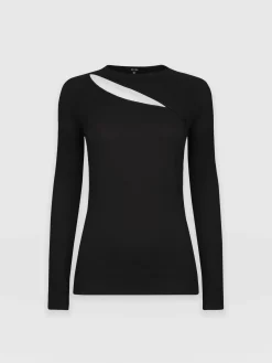 T-shirts & Tanks|Saint and Sofia Reveal Tee Long Sleeve - Black