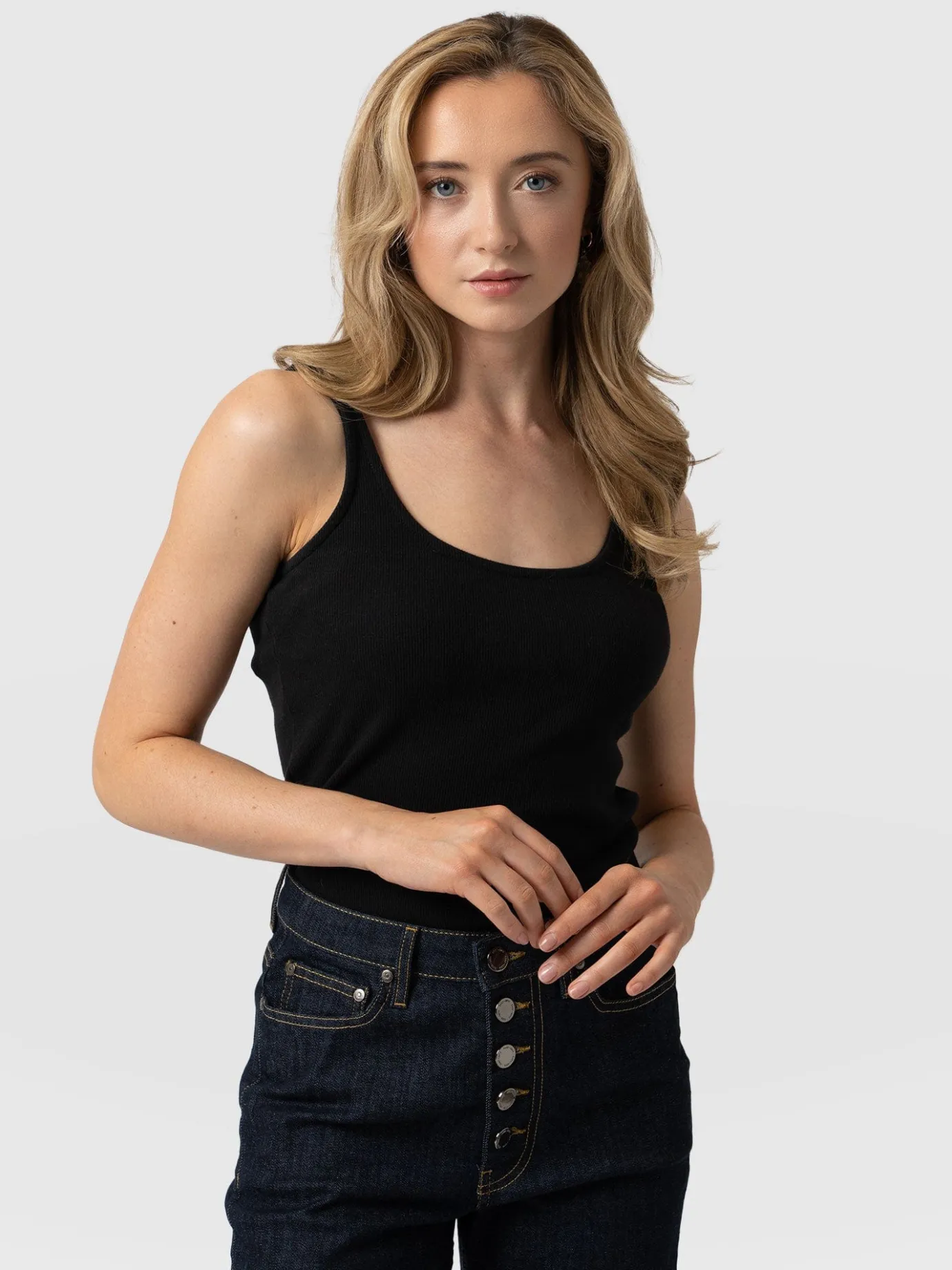 T-shirts & Tanks|Saint and Sofia Rib Cami - Black