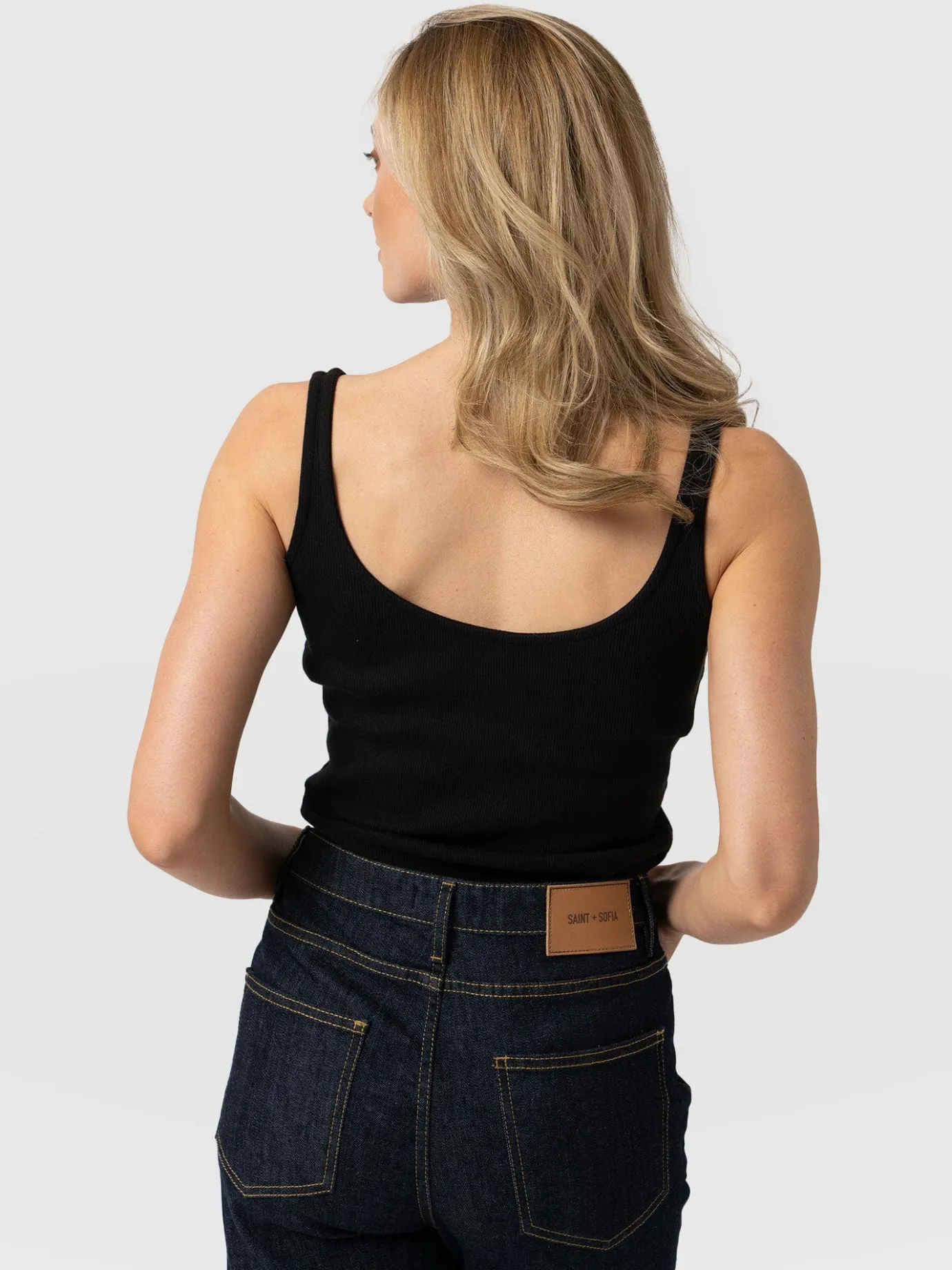 T-shirts & Tanks|Saint and Sofia Rib Cami - Black