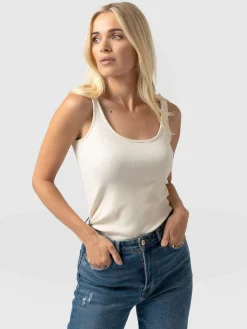 T-shirts & Tanks|Saint and Sofia Rib Cami - Cream
