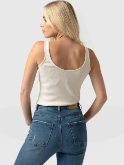 T-shirts & Tanks|Saint and Sofia Rib Cami - Cream