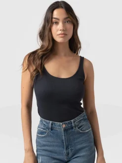 T-shirts & Tanks|Saint and Sofia Rib Cami - Navy