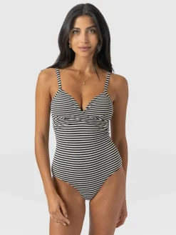 Swimwear|Saint and Sofia Riley Cross Front Swimsuit - Stripe
