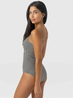 Swimwear|Saint and Sofia Riley Cross Front Swimsuit - Stripe