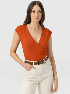 T-shirts & Tanks|Saint and Sofia Rosa Wrap Tee - Amber
